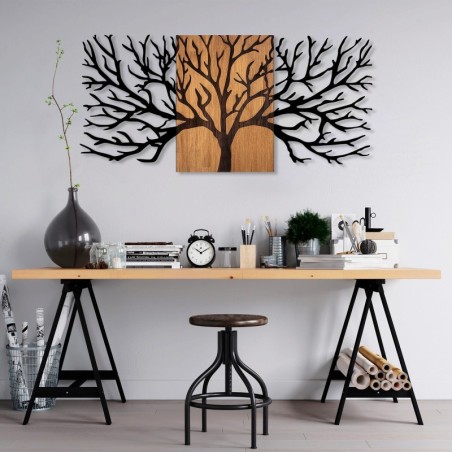 Decoración pared de madera Tree-327 nogal negro 150x3x70 cm