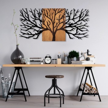 Decoración pared de madera Tree -327 nogal negro 150x3x70 cm