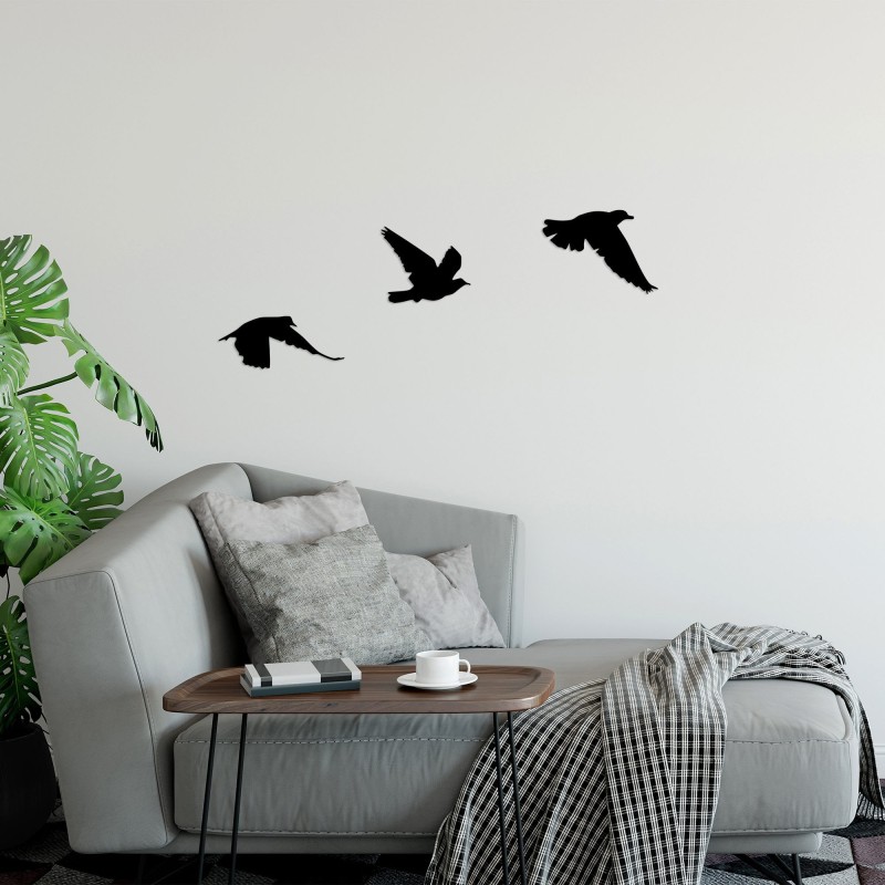 Decoración pared de metal Birds -477 negro 15x13 cm (1 pieza)