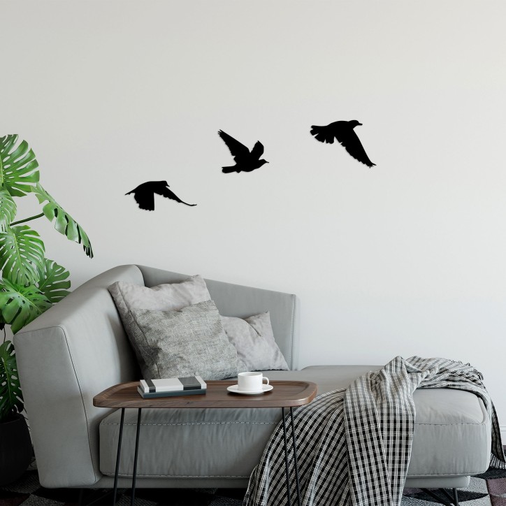 Decoración pared de metal Birds-477 negro 15x13 cm (1 pieza)