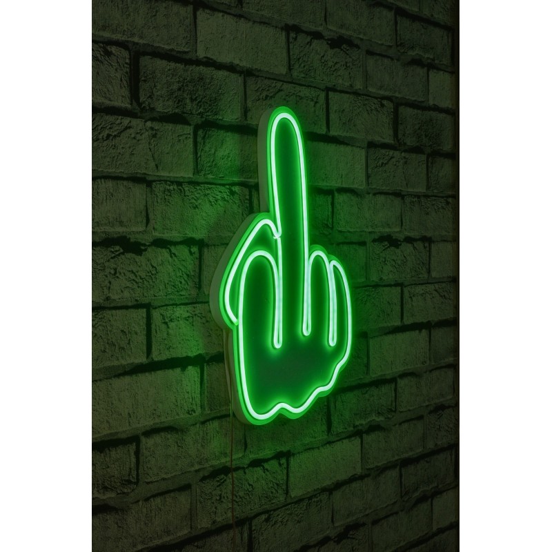 Iluminación LED decorativa de plástico Middle Finger verde 27x37x2 cm