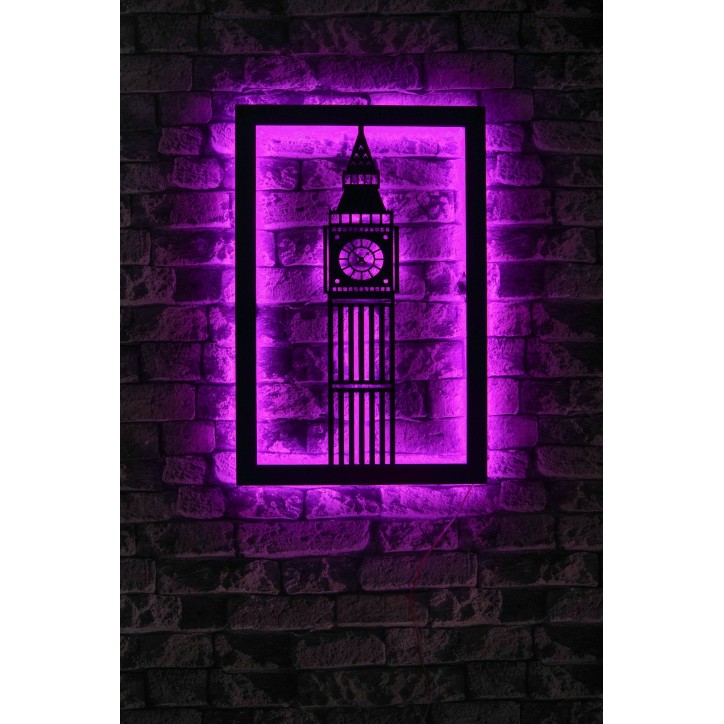 Iluminación LED decorativa Big Ben rosa 60x31 cm