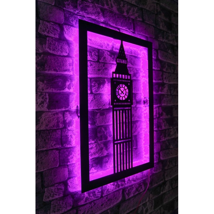 Iluminación LED decorativa Big Ben rosa 60x31 cm