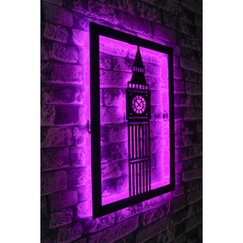 Iluminación LED decorativa Big Ben rosa 60x31 cm