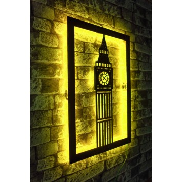 Iluminación LED decorativa Big Ben amarillo 60x31 cm