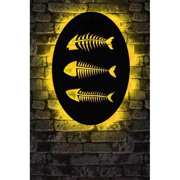 Iluminación LED decorativa Fishbones amarillo 60x40 cm