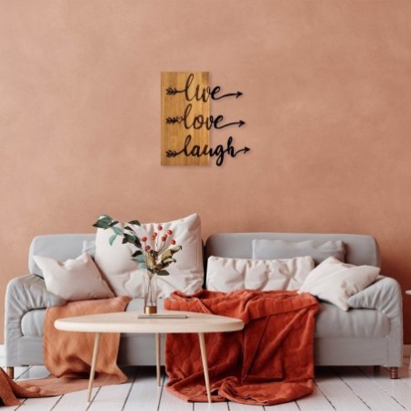 Decoración pared de madera Live Love Laugh-369 nogal negro 55x58 cm