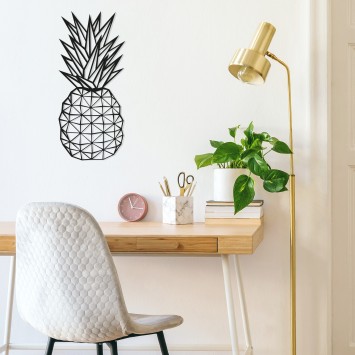 Decoración pared de metal Pineapple negro 22x55 cm