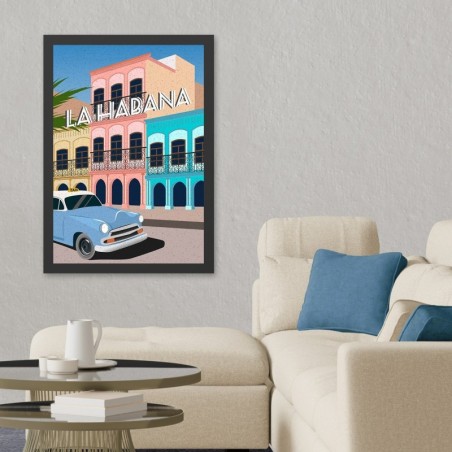 Pintura decorativa enmarcada MDF Lahabana (40 x 55) multicolor 40x55 cm