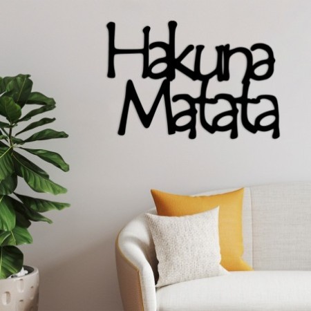 Decoración pared de metal Hakuna Matata 8 negro 69x1.5x47 cm