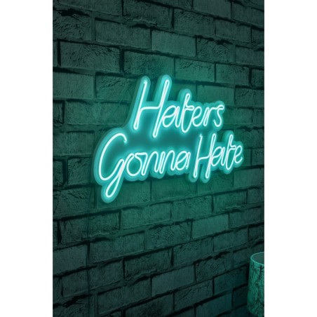 Iluminación LED decorativa de plástico Haters Gonna Hate azul 58x32x2 cm