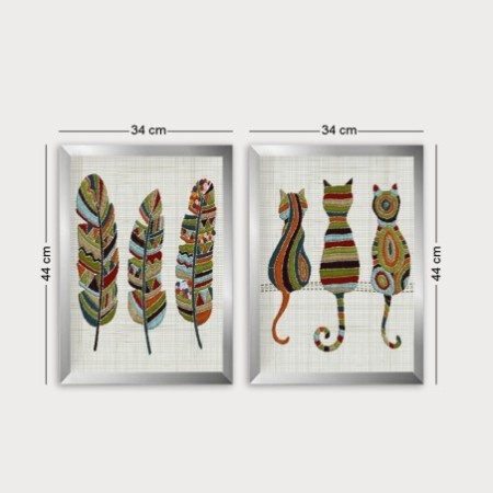 Cuadro decorativo enmarcado SET_113 multicolor 34x44 cm (2 piezas)
