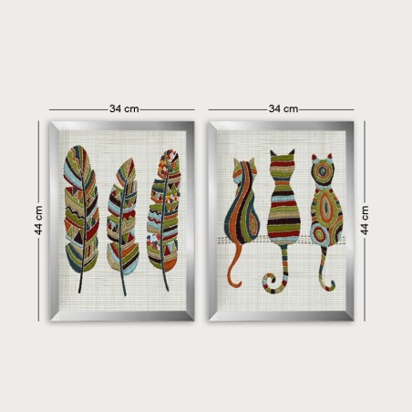 Cuadro decorativo enmarcado SET_113 multicolor 34x44 cm (2 piezas)