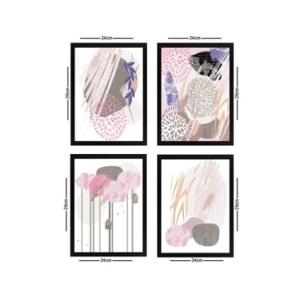 Cuadro decorativo enmarcado SET_045 multicolor 24x29 cm (4 piezas)