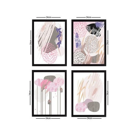 Cuadro decorativo enmarcado SET_045 multicolor 24x29 cm (4 piezas)