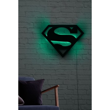 Iluminación LED decorativa Superman verde 52x40 cm