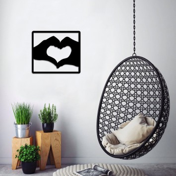 Decoración pared de metal Love negro 50x44 cm