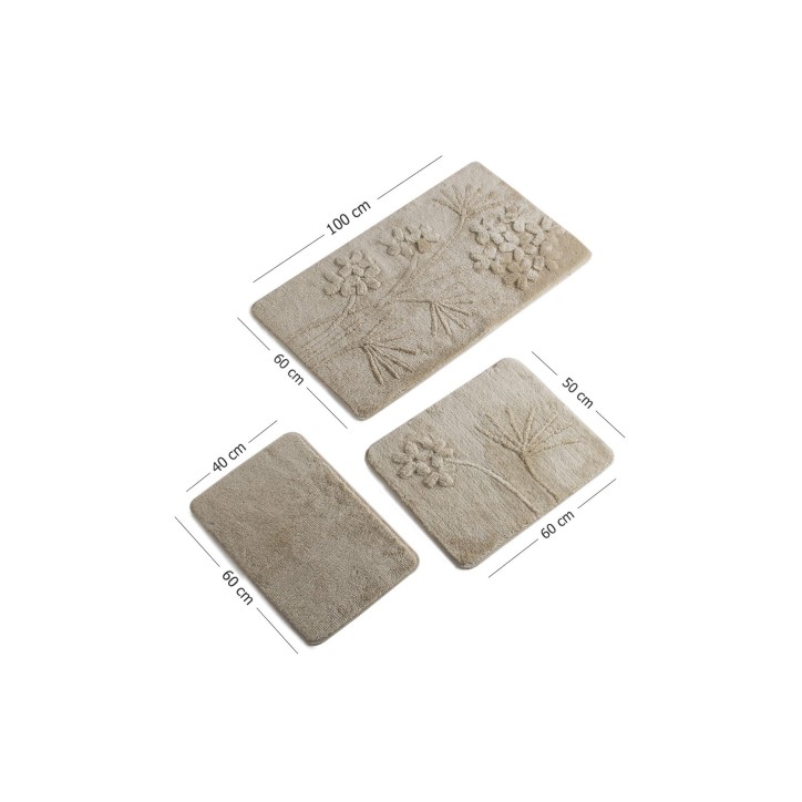 Alfombra de baño Set (3 piezas) Orkide  beige