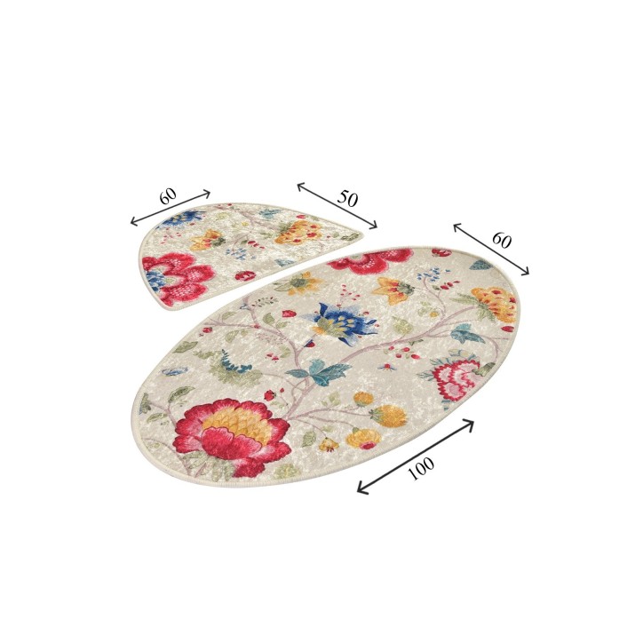 Alfombra de baño Set (2 piezas) Arya Oval multicolor