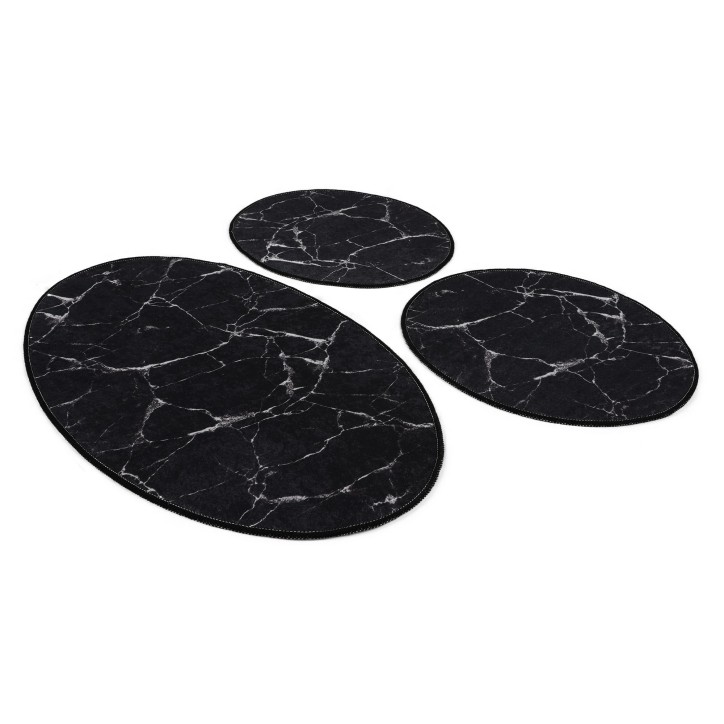 Alfombra de baño Set (3 piezas) Marble  blanco negro