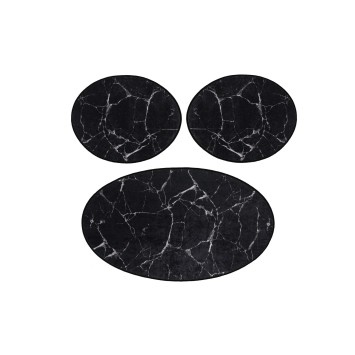 Alfombra de baño Set (3 piezas) Marble  blanco negro