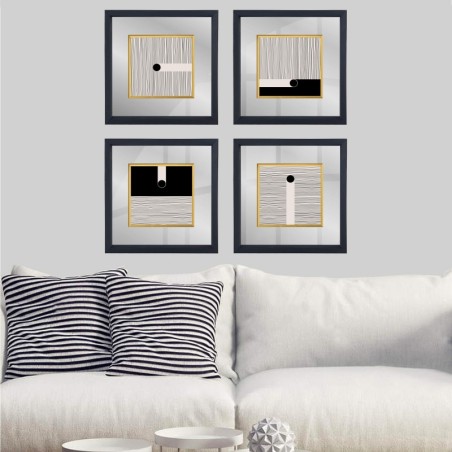 Cuadro decorativo enmarcado CAM1868903707 multicolor 32x32 cm (4 piezas)