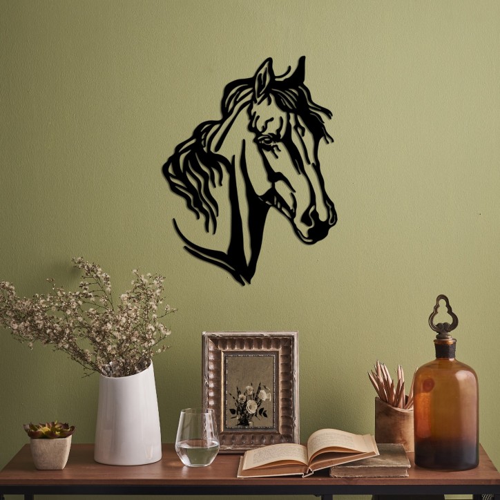 Decoración pared de metal Horse 2 negro 43x56 cm