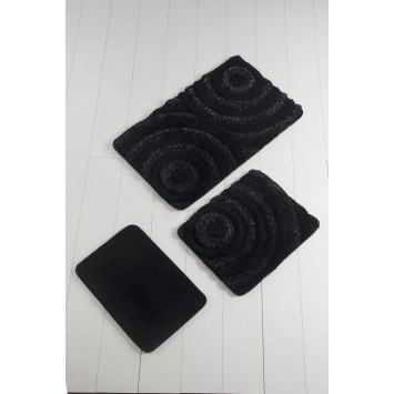 Alfombra de baño Set (3 piezas) Wave  negro