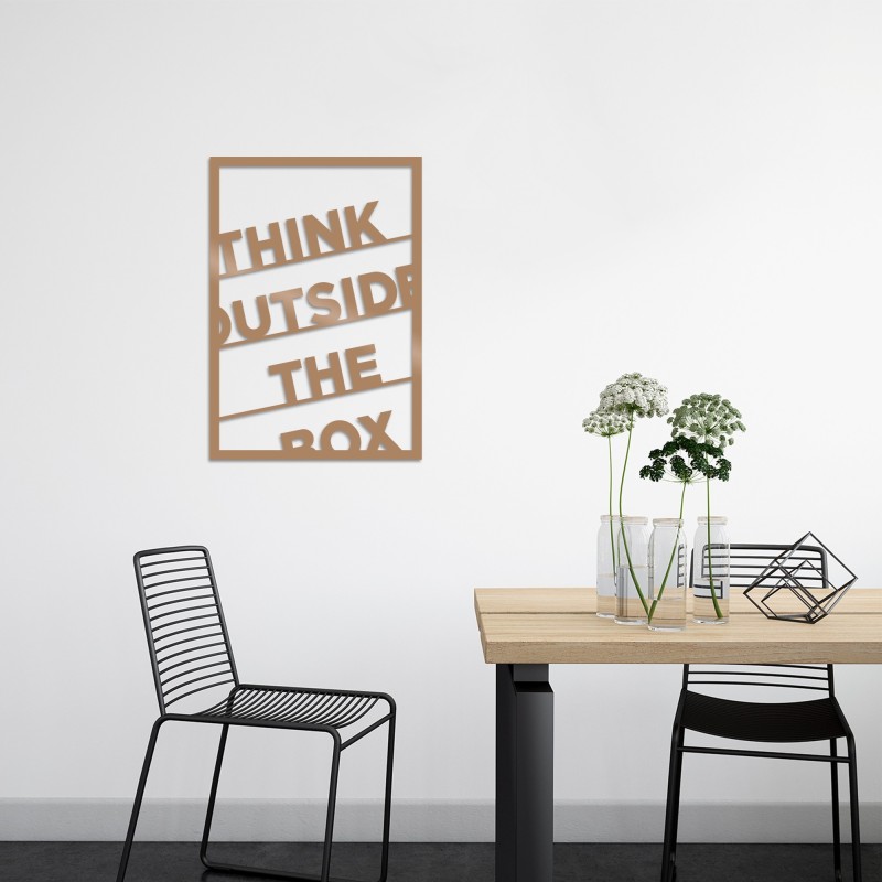 Decoración pared de metal Think Outside The Box cobre 50x70 cm