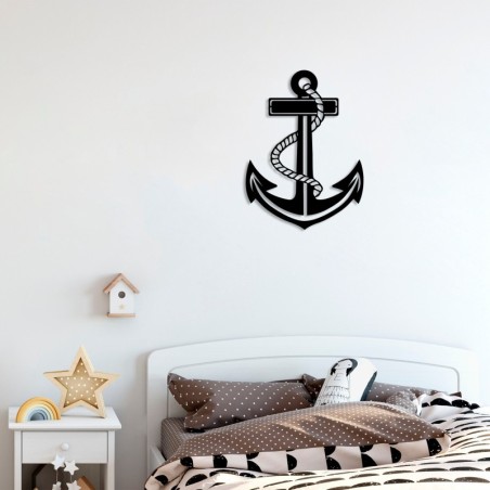 Decoración pared de metal Anchor 3 negro 48x60 cm