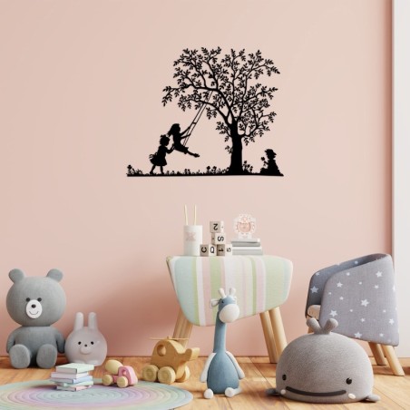 Decoración pared de metal Swing And Kids negro 69x57 cm