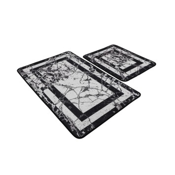 Alfombra de baño Set (2 piezas) Marmor  blanco negro