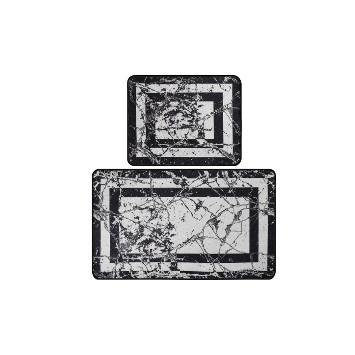 Alfombra de baño Set (2 piezas) Marmor  blanco negro