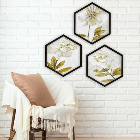 Cuadro decorativo enmarcado 6GEN131514 multicolor 35x35 cm (3 piezas)