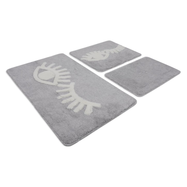 Alfombra de baño Set (3 piezas) Big Eyes  gris blanco