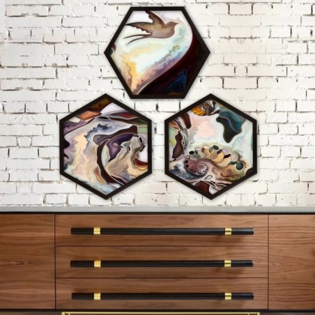 Cuadro decorativo enmarcado 6GEN1413425636 multicolor 35x35 cm (3 piezas)