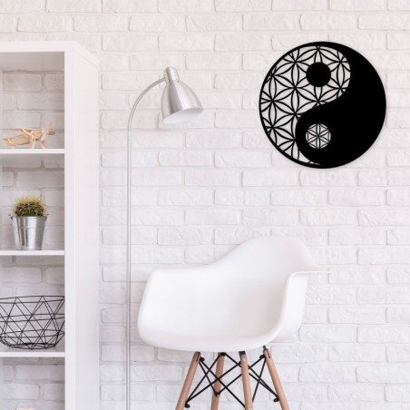 Decoración pared de metal Yin & Yang negro 70x70 cm