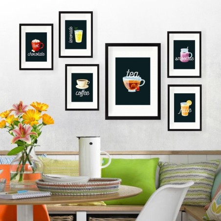 Cuadro decorativo enmarcado SET_087 multicolor 24x29 cm (5 piezas) 24x44 cm (1 pieza)