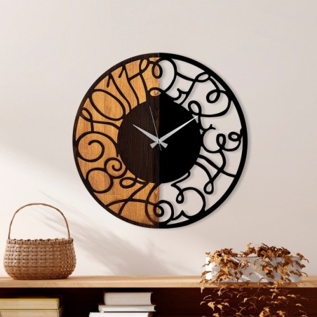 Reloj de pared madera Modelo-55 nogal negro diámetro 56 cm