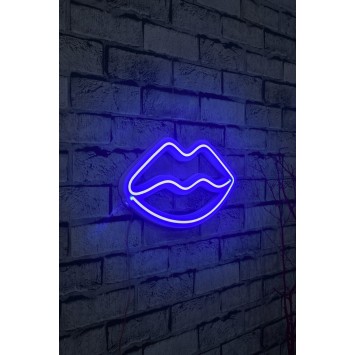 Iluminación LED decorativa de plástico Lips azul 36x19x2 cm