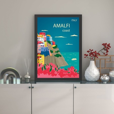 Pintura decorativa enmarcada MDF Amalfi (40 x 55) multicolor 40x55 cm