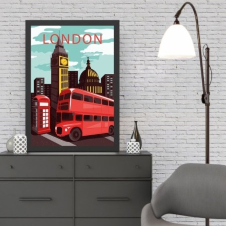 Pintura decorativa enmarcada MDF London 8 (40 x 55) multicolor 40x55 cm