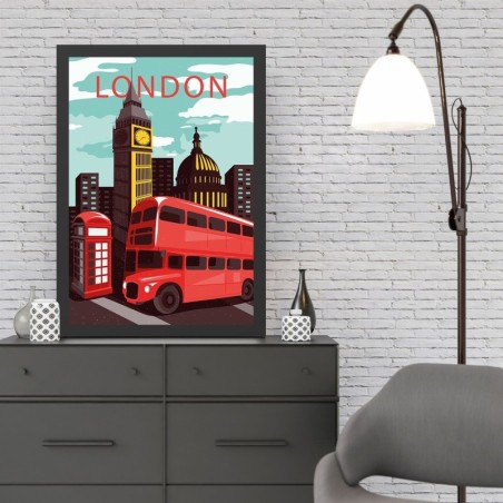 Pintura decorativa enmarcada MDF London 8 (40 x 55) multicolor 40x55 cm