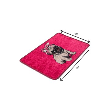 Alfombra de baño Pink Pug DJT multicolor