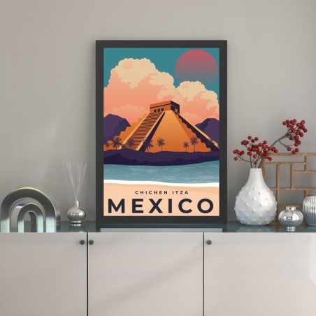 Pintura decorativa enmarcada MDF Mexico 2 (40 x 55) multicolor 40x55 cm