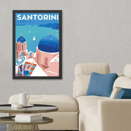 Pintura decorativa enmarcada MDF Santorini (40 x 55) multicolor 40x55 cm