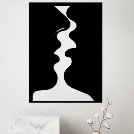 Decoración pared de metal Kissing Moment negro 50x0.15x70 cm