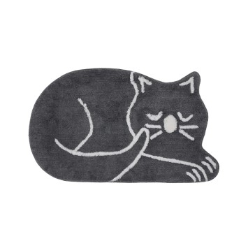 Alfombra de baño Sleeping Cat  gris