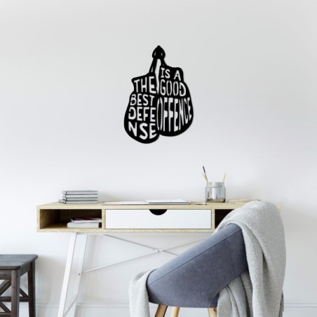 Decoración pared de metal The Best Defense Is A Good Offence-455 negro 50x70 cm