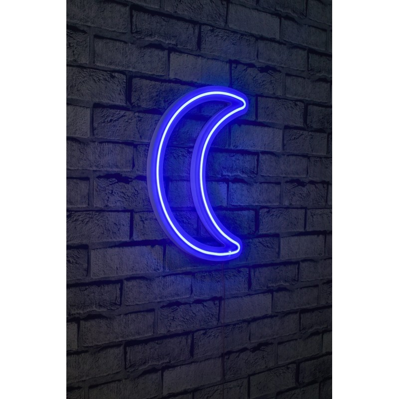 Iluminación LED decorativa de plástico Crescent azul 26x37x2 cm